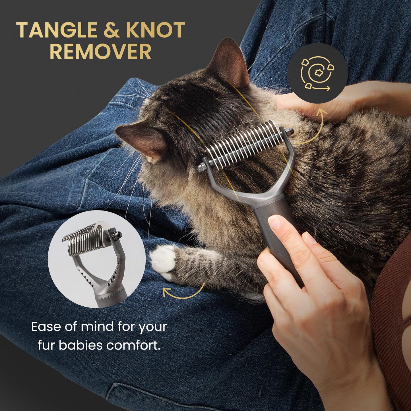 Pet Grooming Comb for Dogs and Cats - Detangling, Dematting, and Massaging with Self-Cleaning Button - Pet Care, New Puppy Gift, New Kitten Gift, Pet Grooming, Luxury Pet Care, Undercoat Rake - DeKove