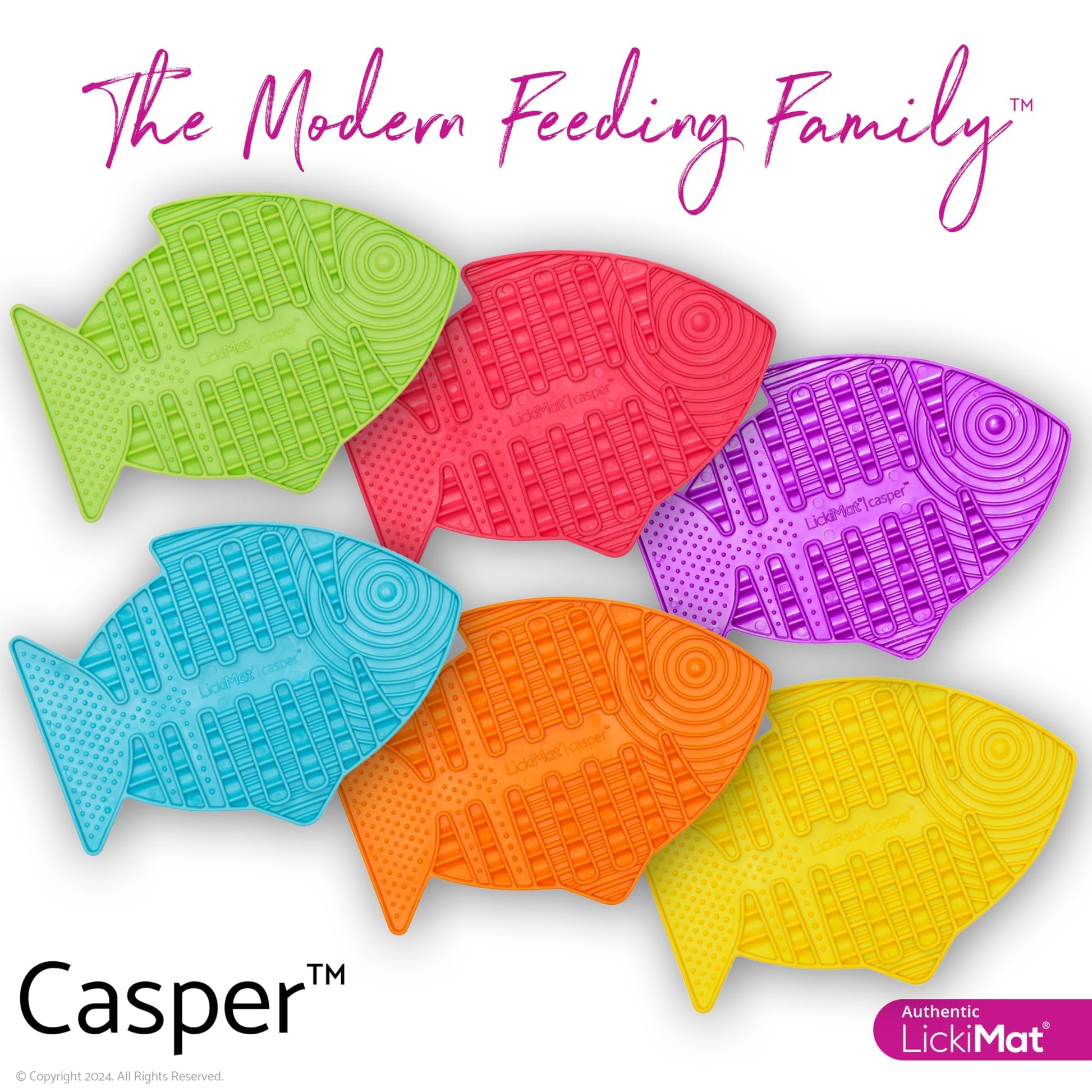 LickiMat Casper, Fish-Shaped Cat Slow Feeders for Feline Boredom and Anxiety Reduction; Perfect for Food, Treats and Anxiety Reduction, Purple - DeKove