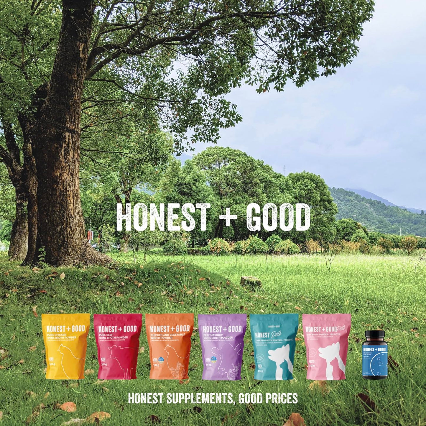 Honest + Good Pets UK's Chicken Bone Broth + Pre-biotic | Hip & Joint, Digestion, Gut for Dogs & Cats | Dog & Cat Bone Broth | High in Type II Collagen & Fibre | 50 Servings 250g - DeKove