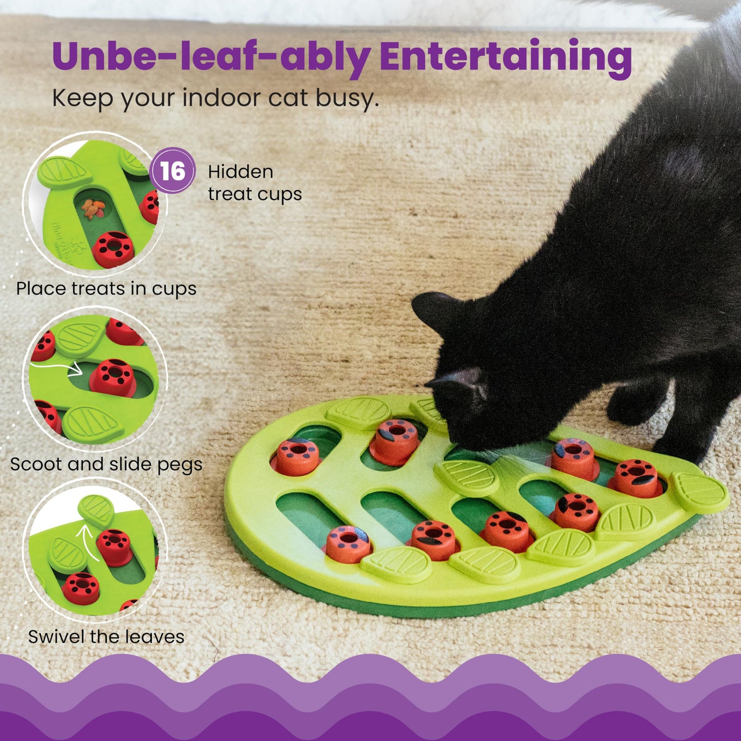 Nina Ottosson by Catstages Buggin' Out Puzzle & Play - Interactive Cat Treat Puzzle - DeKove