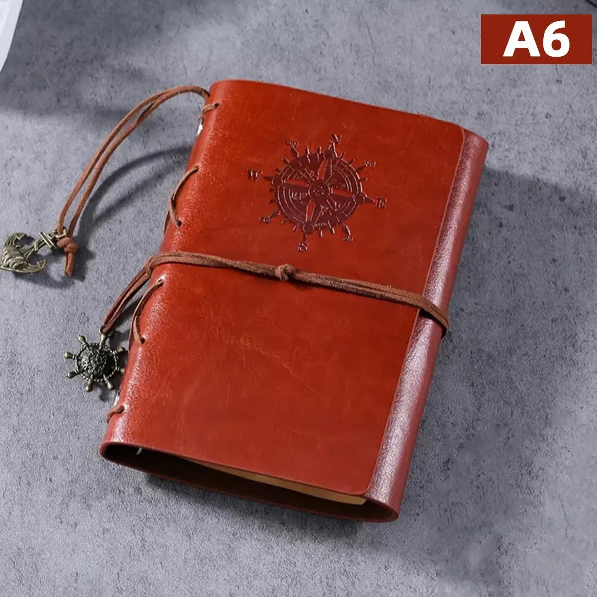 Retro Notebook Traveler Diary Leather Soft Cover Small Size 13x9cm Replaceable Kraft Paper Inner Notebooks & Notepads - DeKove