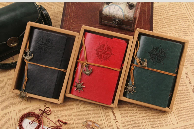 Retro Notebook Traveler Diary Leather Soft Cover Small Size 13x9cm Replaceable Kraft Paper Inner Notebooks & Notepads - DeKove