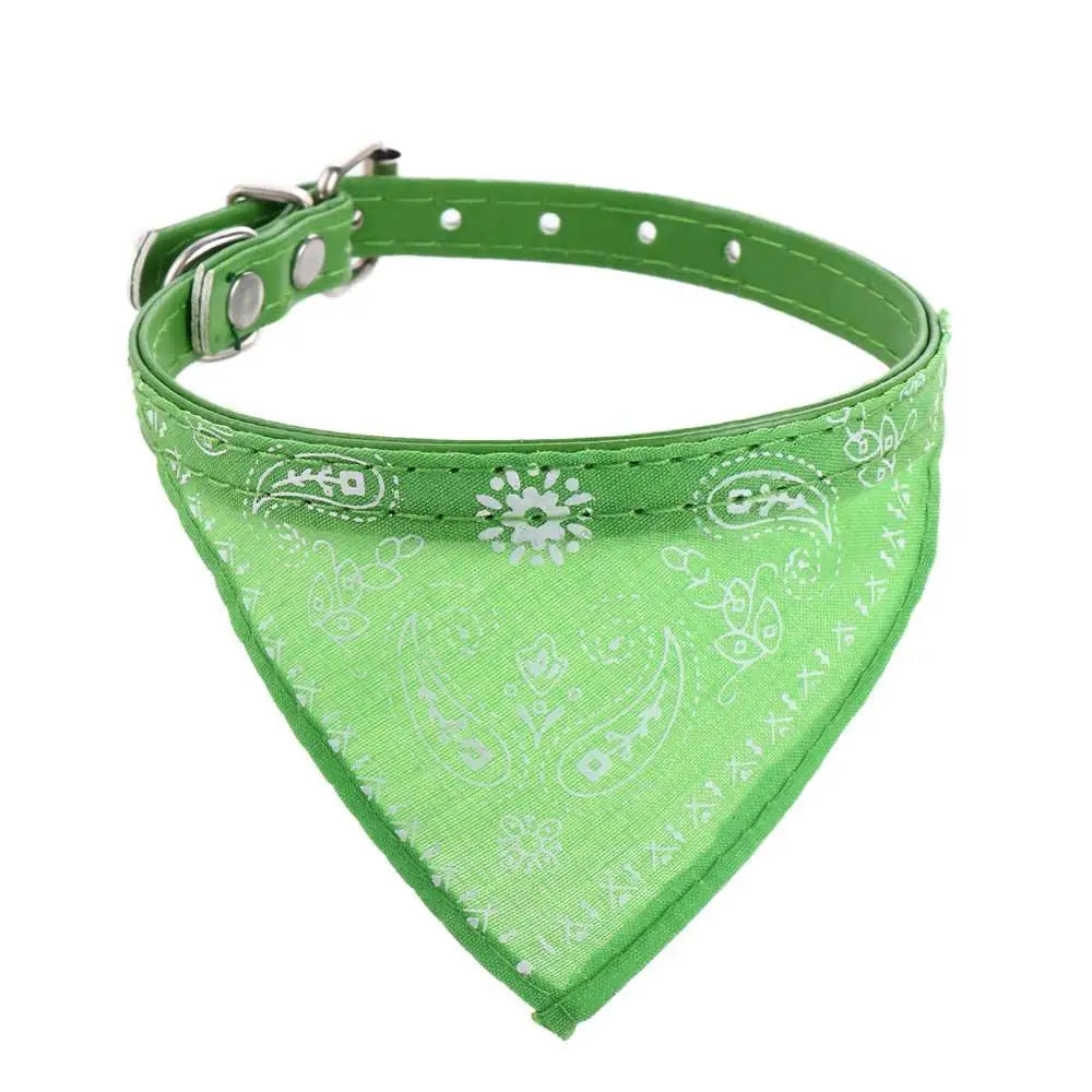 Pet Dog Neck Scarf Puppy Cat Dog Collar Bandana Collar Scarf with Leather Collar Accessories Adjustable Pet Puppy Cat Scarf - DeKove