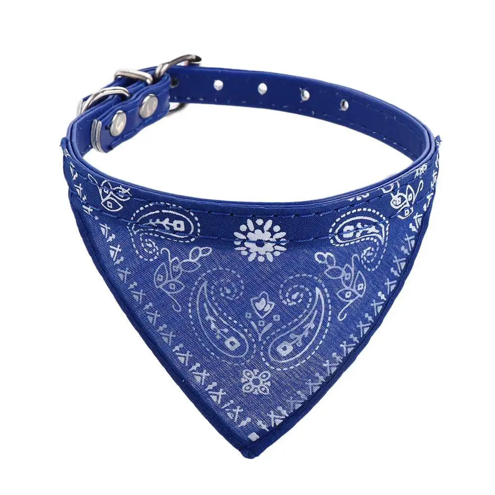 Pet Dog Neck Scarf Puppy Cat Dog Collar Bandana Collar Scarf with Leather Collar Accessories Adjustable Pet Puppy Cat Scarf - DeKove