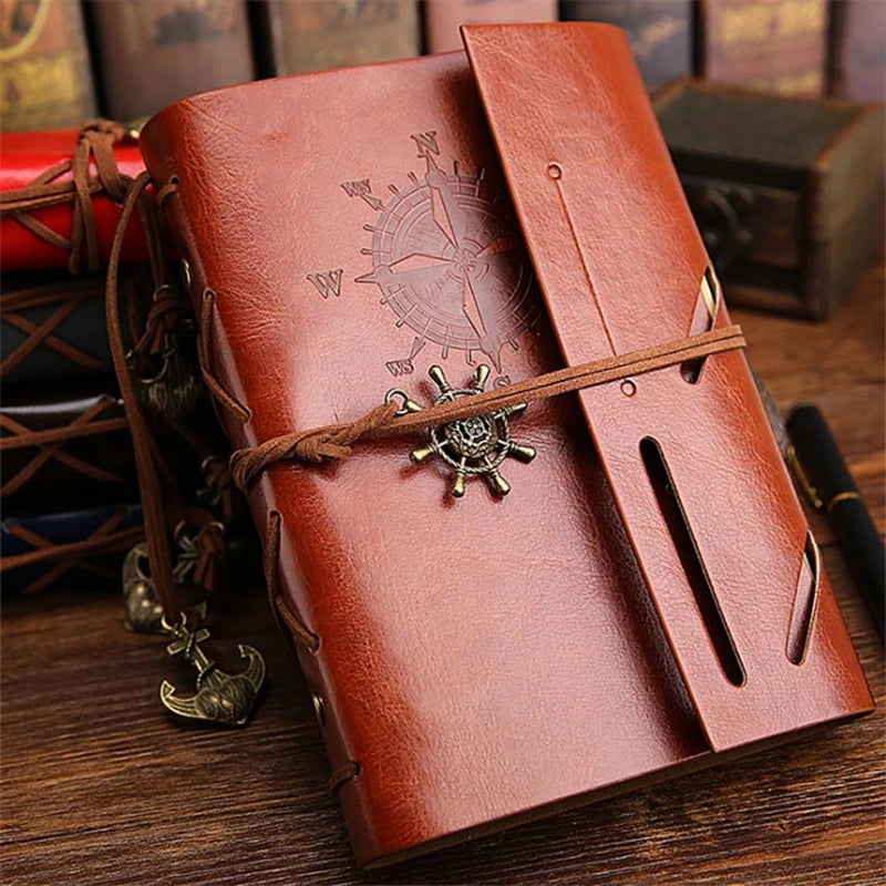 Retro Notebook Traveler Diary Leather Soft Cover Small Size 13x9cm Replaceable Kraft Paper Inner Notebooks & Notepads - DeKove