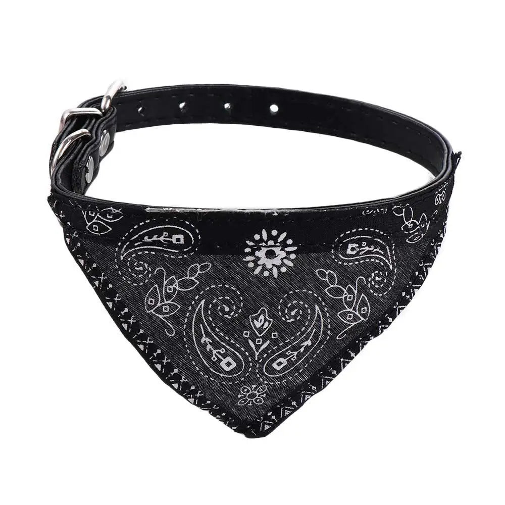 Pet Dog Neck Scarf Puppy Cat Dog Collar Bandana Collar Scarf with Leather Collar Accessories Adjustable Pet Puppy Cat Scarf - DeKove
