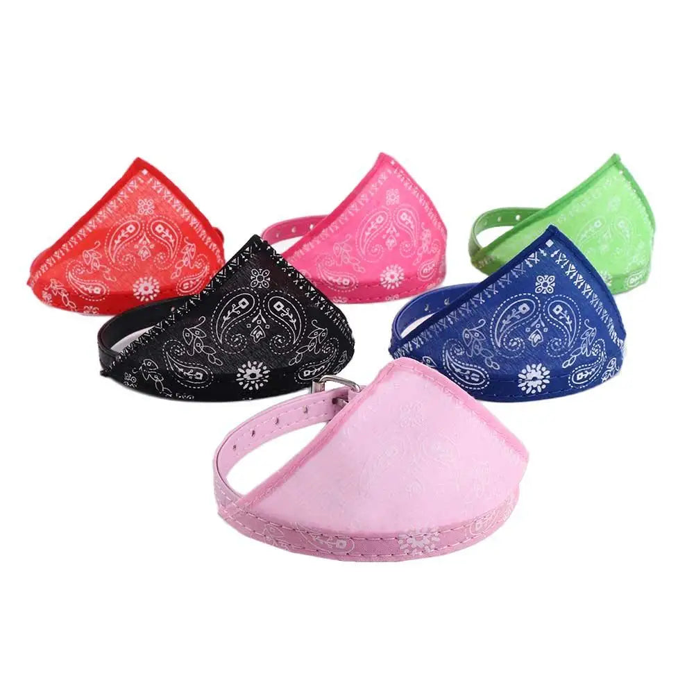 Pet Dog Neck Scarf Puppy Cat Dog Collar Bandana Collar Scarf with Leather Collar Accessories Adjustable Pet Puppy Cat Scarf - DeKove