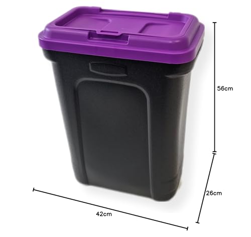 HH Home Hut 35L Large Pet Food Container Dog Cat Animal Storage Bin 16KG Dry Feed 23KG Seed Including Air Tight Seal Purple Lid - DeKove