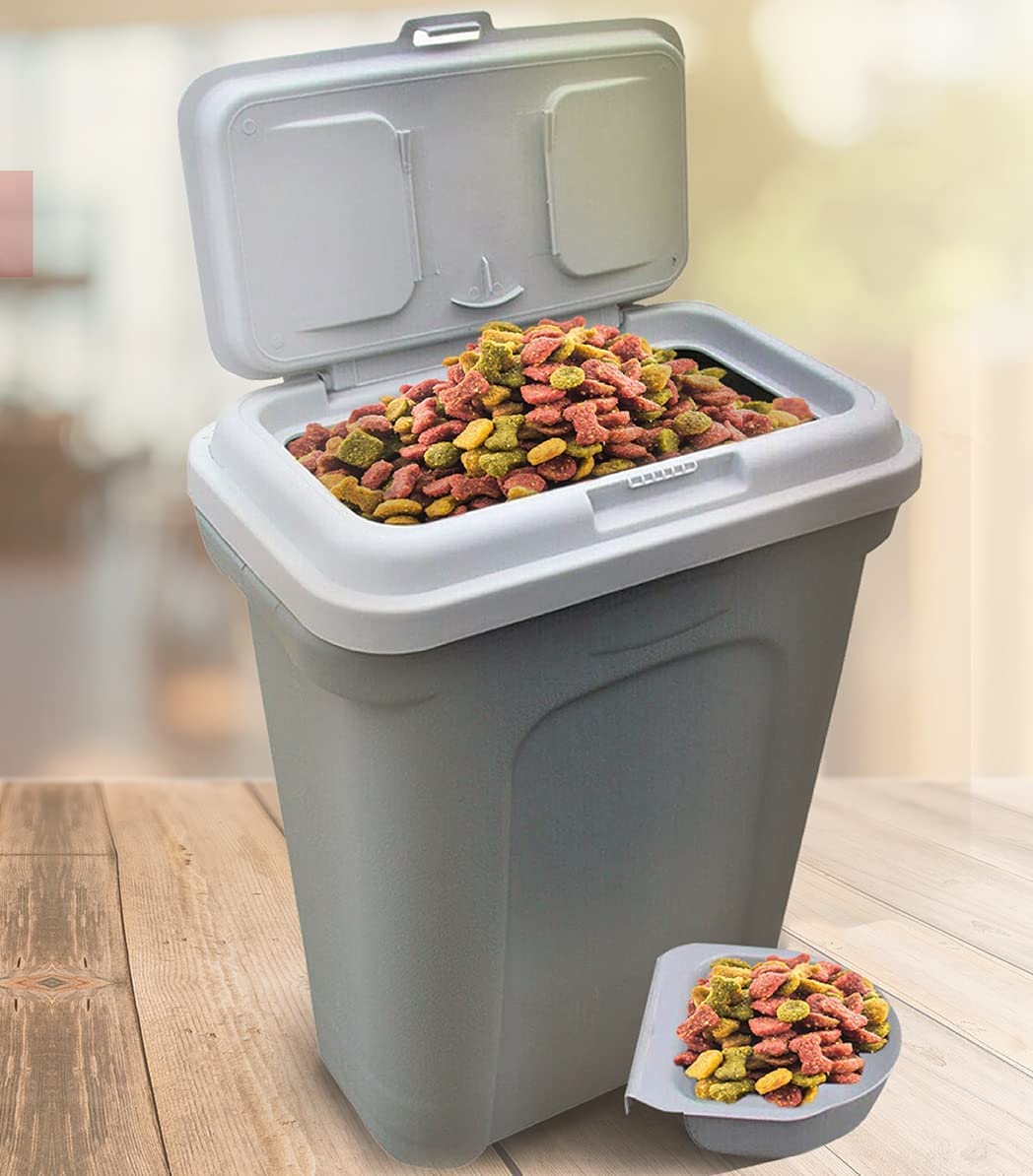 HH Home Hut 35L Large Pet Food Container Dog Cat Animal Storage Bin 16KG Dry Feed 23KG Seed Including Air Tight Seal Purple Lid - DeKove