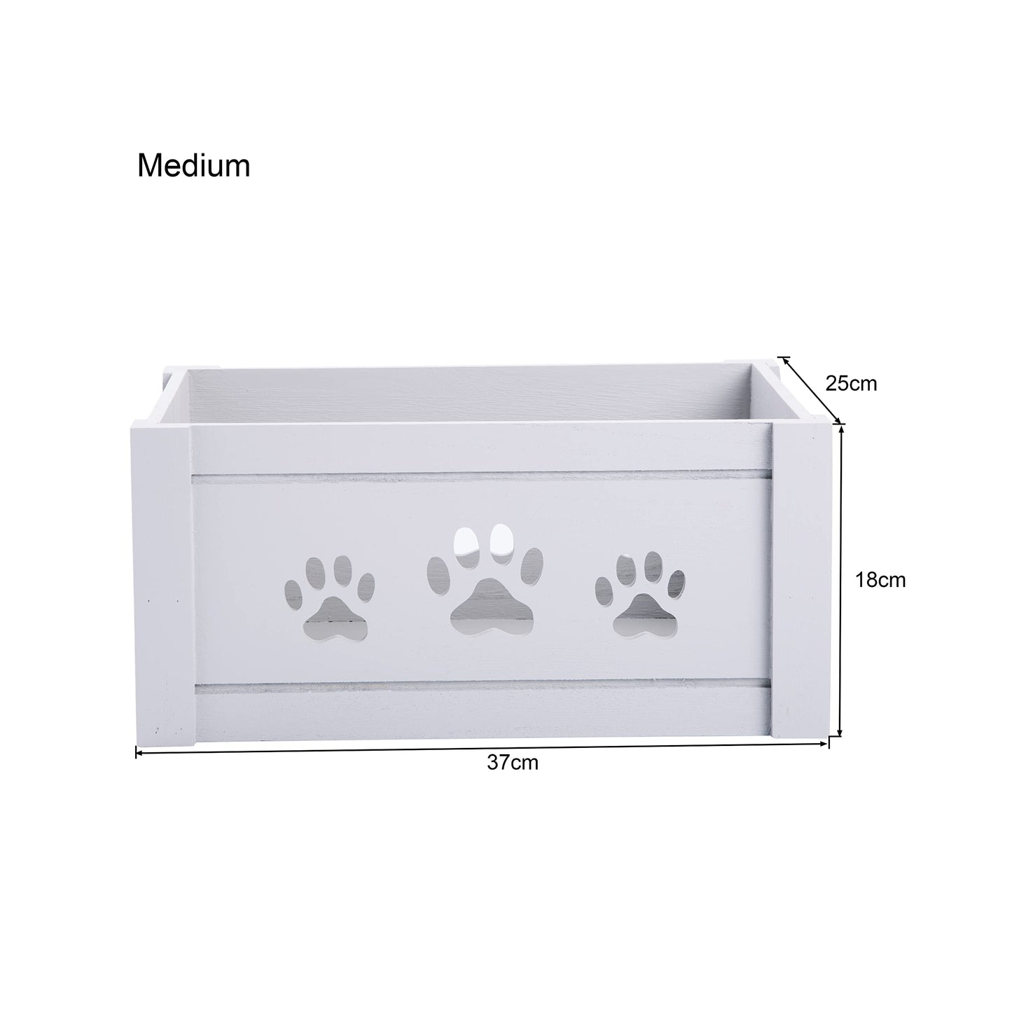 Paw Shaped Cutout Dog Toys Chest Gift Hampers Storage Collection Box Wooden Crates Gift Hampers (Grey, Medium) - DeKove