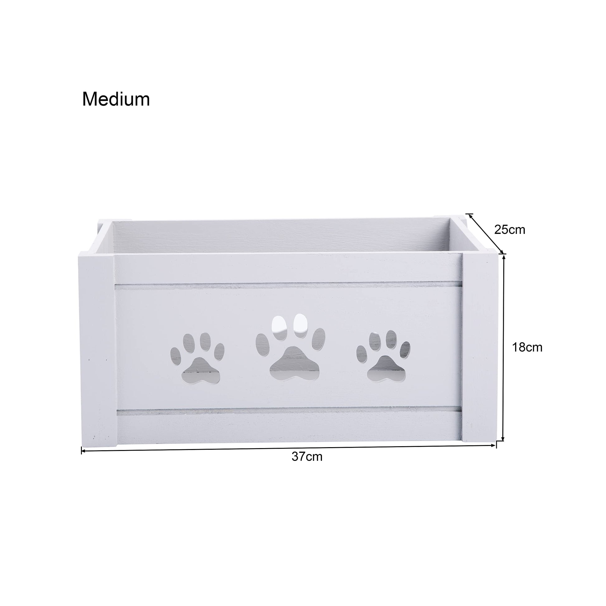 Paw Shaped Cutout Dog Toys Chest Gift Hampers Storage Collection Box Wooden Crates Gift Hampers (Grey, Medium) - DeKove