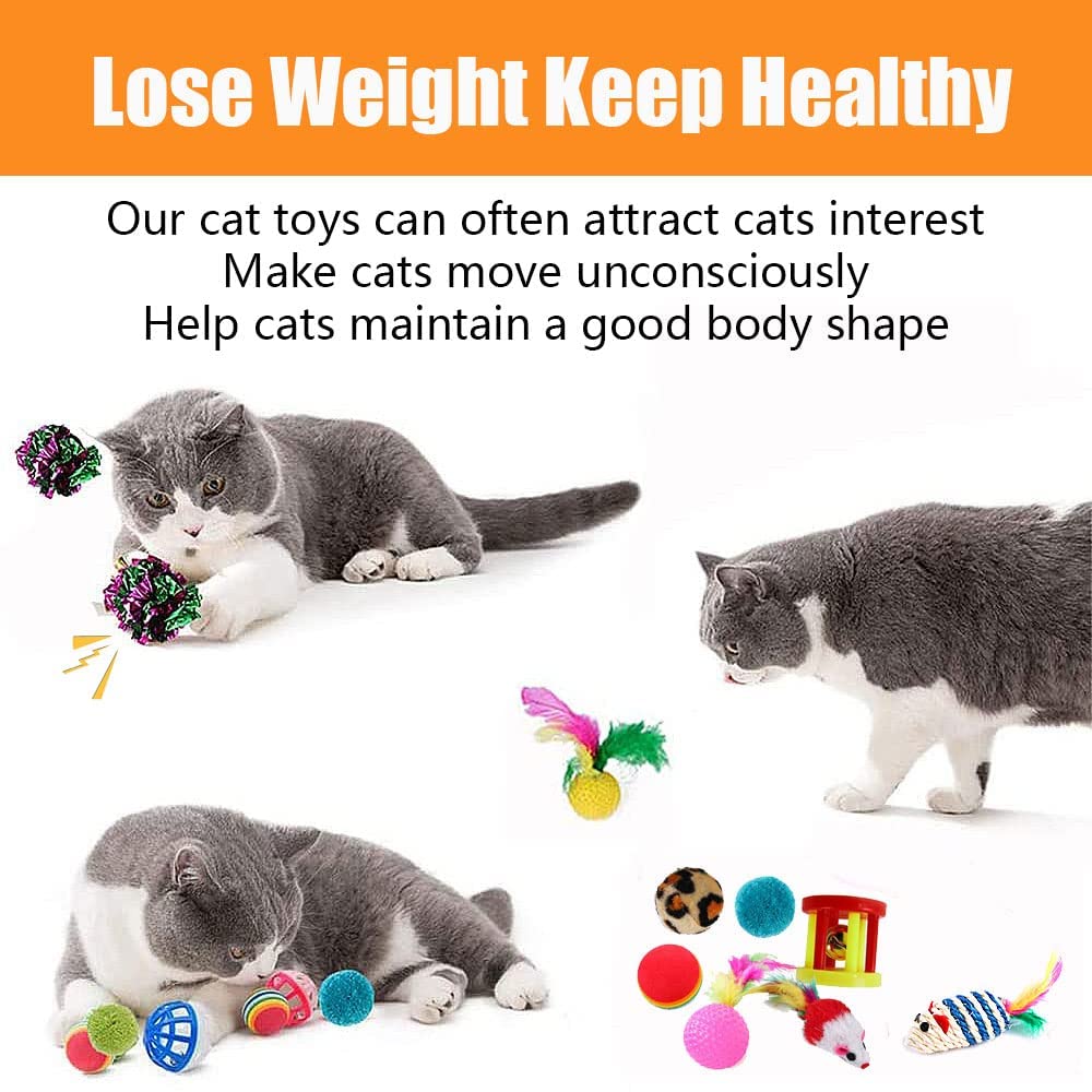 Speedy Panther 21 Pcs Cat Toys for Indoor Cats Collapsible Cat Tunnel Interactive Feather Teaser Wand Ball Toy for Kitten Cats - DeKove