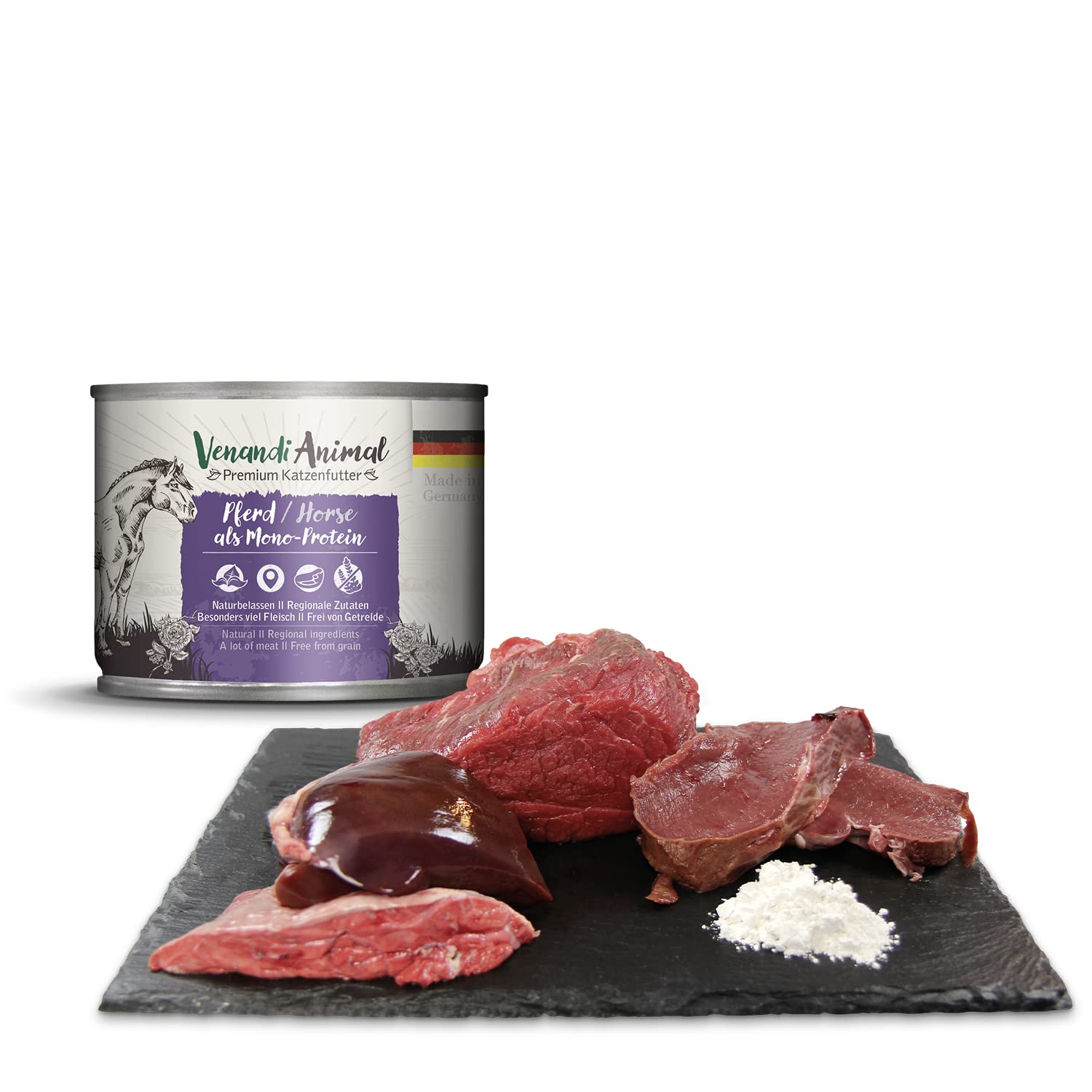 Venandi Animal Premium Cat Food, Horse as Monoprotein, Wet Food, Grain-Free and Natural, Pack of 6 (6 x 200 g) - DeKove
