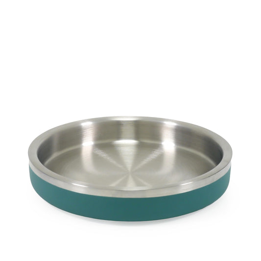 Rosewood Premium Double-Wall Stainless Steel Pet Food Shallow Bowl 480ml - Teal - DeKove