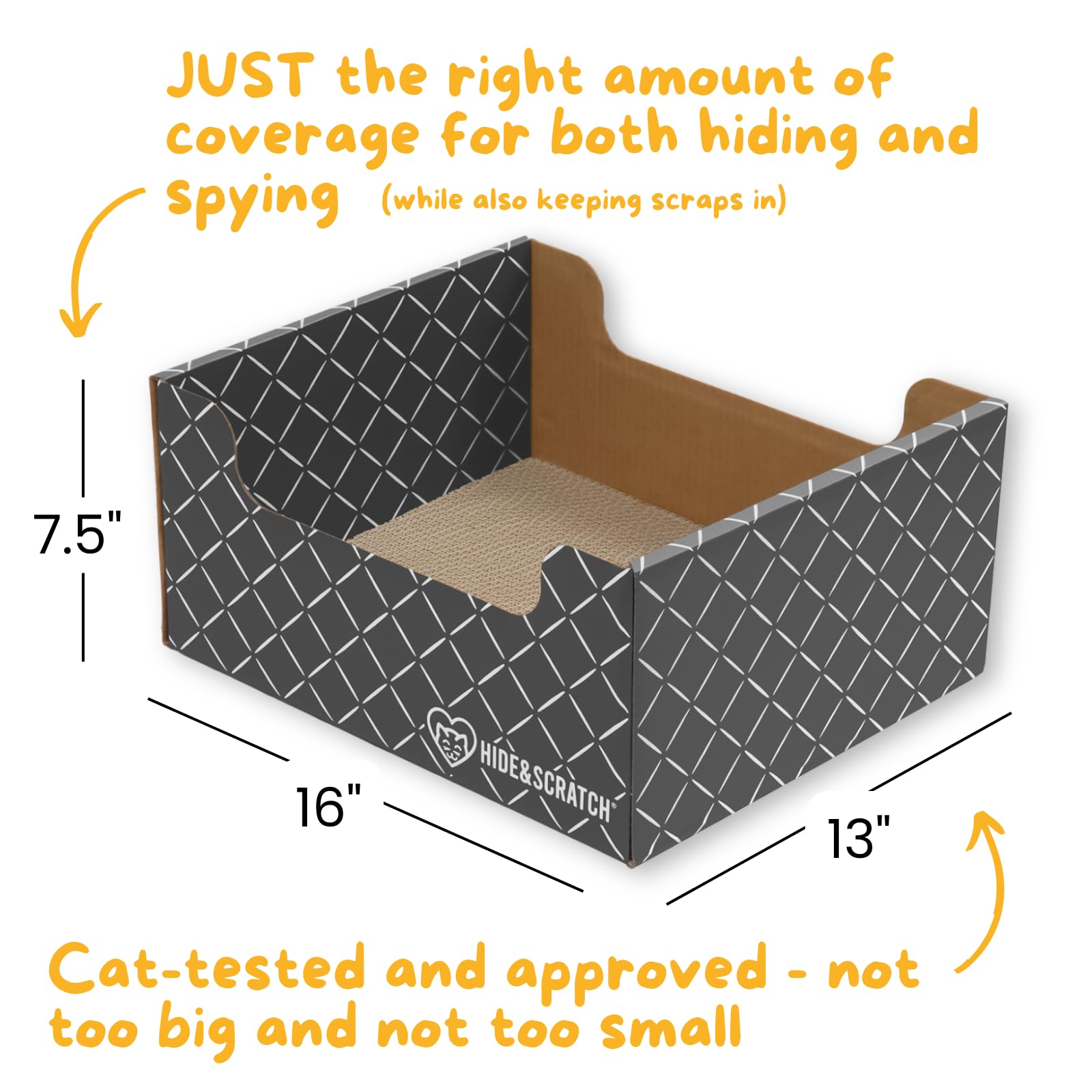 HIDE & SCRATCH Large Cardboard Cat Bed and Scratching Box with Refillable Double-Sided Cardboard Cat Scratching Board (40 x 33cm) - DeKove