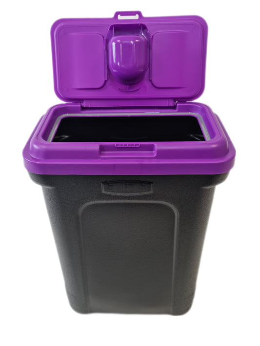 HH Home Hut 35L Large Pet Food Container Dog Cat Animal Storage Bin 16KG Dry Feed 23KG Seed Including Air Tight Seal Purple Lid - DeKove