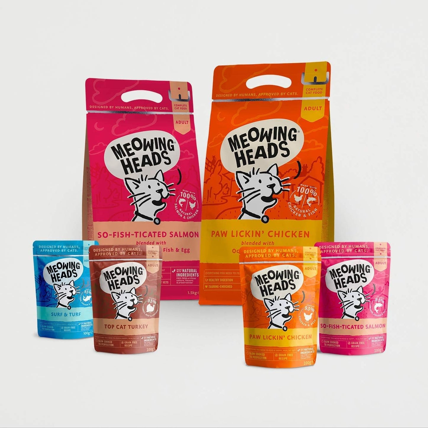 Meowing Heads Complete Dry Cat Food 1.5kg - Fat Cat Slim - Vet Approved - DeKove