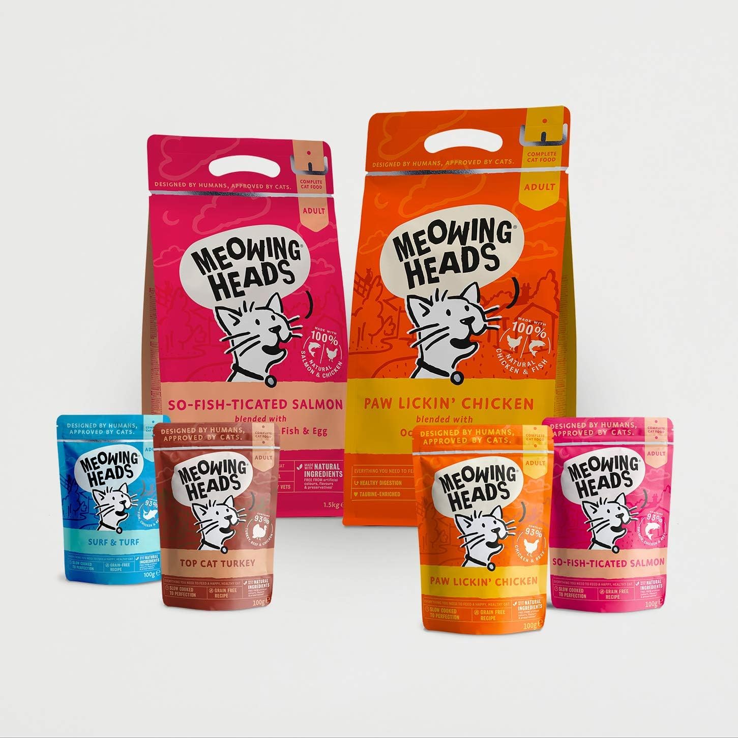 Meowing Heads Complete Dry Cat Food 1.5kg - Fat Cat Slim - Vet Approved - DeKove