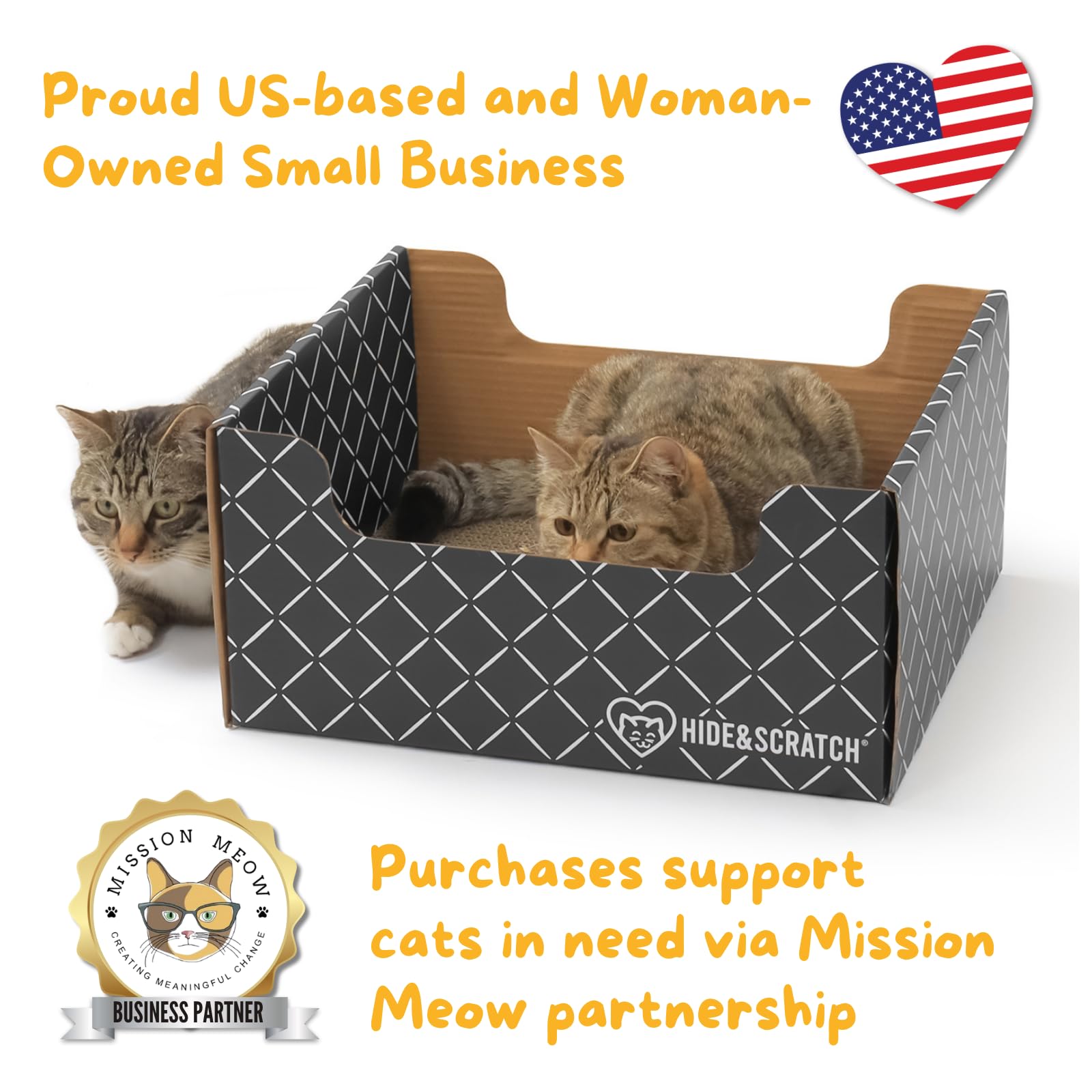 HIDE & SCRATCH Large Cardboard Cat Bed and Scratching Box with Refillable Double-Sided Cardboard Cat Scratching Board (40 x 33cm) - DeKove