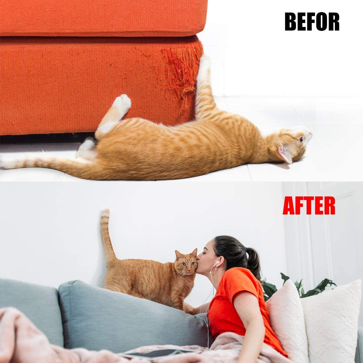 Petslucent Cat Scratch Deterrent Sticky Paws Tape, Cat Furniture Protector Training Tape Anti Scratching, Double Sided Guards for Carpet, Sofa, Couch, Door (Blue- 3''x 15 Yards) - DeKove