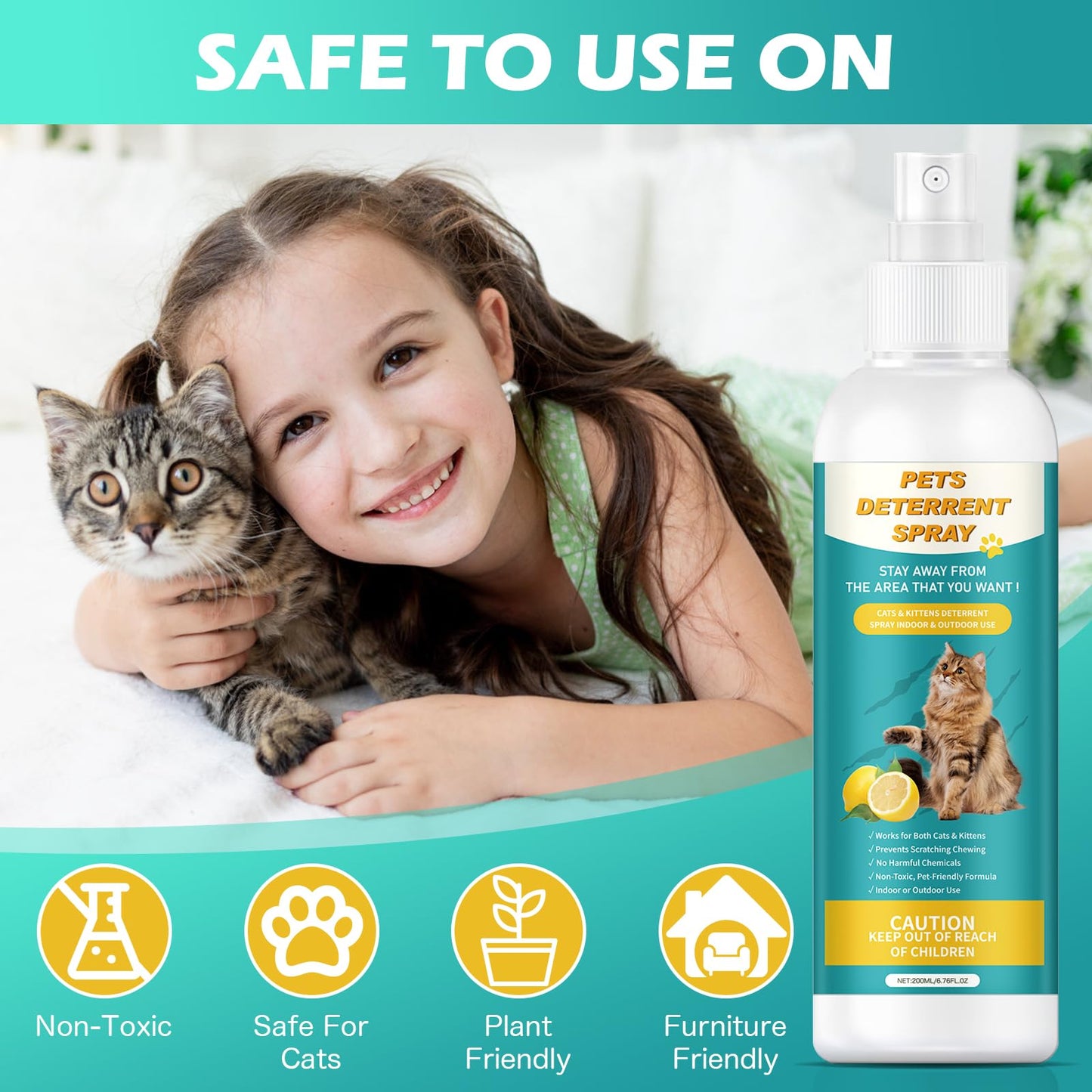 Boxmom Cat Deterrent Spray 200ML, Cat Repellent Spray – Natural Cat Training Spray for Indoor & Outdoor Use, No Trace Formula to Protect Furniture & Garden - DeKove