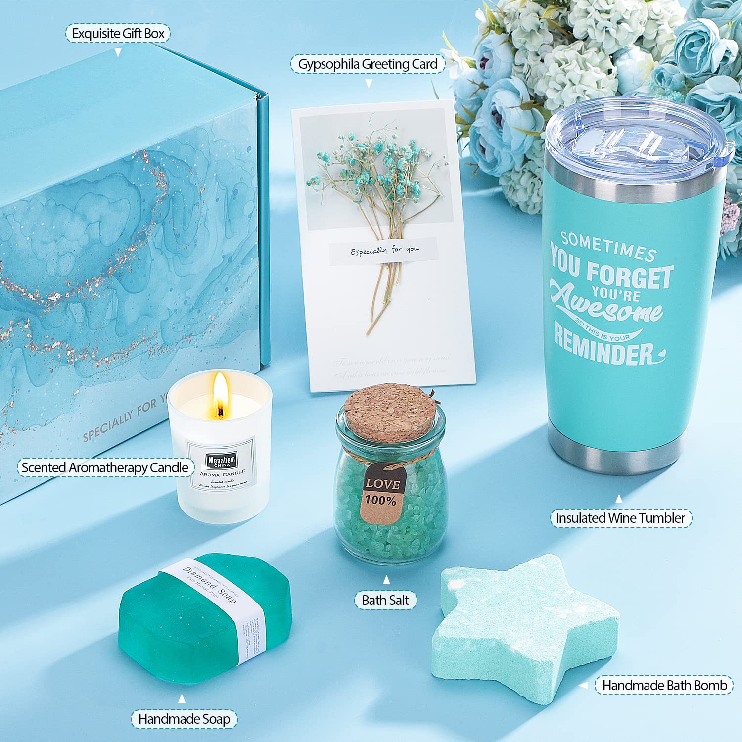 Birthday Pamper Gifts for Women, Unique Self Care Package Relaxation Spa Bath Set for Her, Wellbeing Get Well Soon Gifts for Women, Ladies Pamper Hamper Birthday Gifts for Mum, Friends, Sister, Wife - DeKove