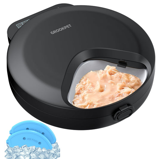 Automatic Cat Feeder Wet Food: Cordless Cat Food Dispenser with Timer - Pet Feeder with Ice Pack for Wet & Dry Food Refrigerated - Auto Wireless Small Dog Feeder Battery Power - Supply 4 Meals per Day - DeKove