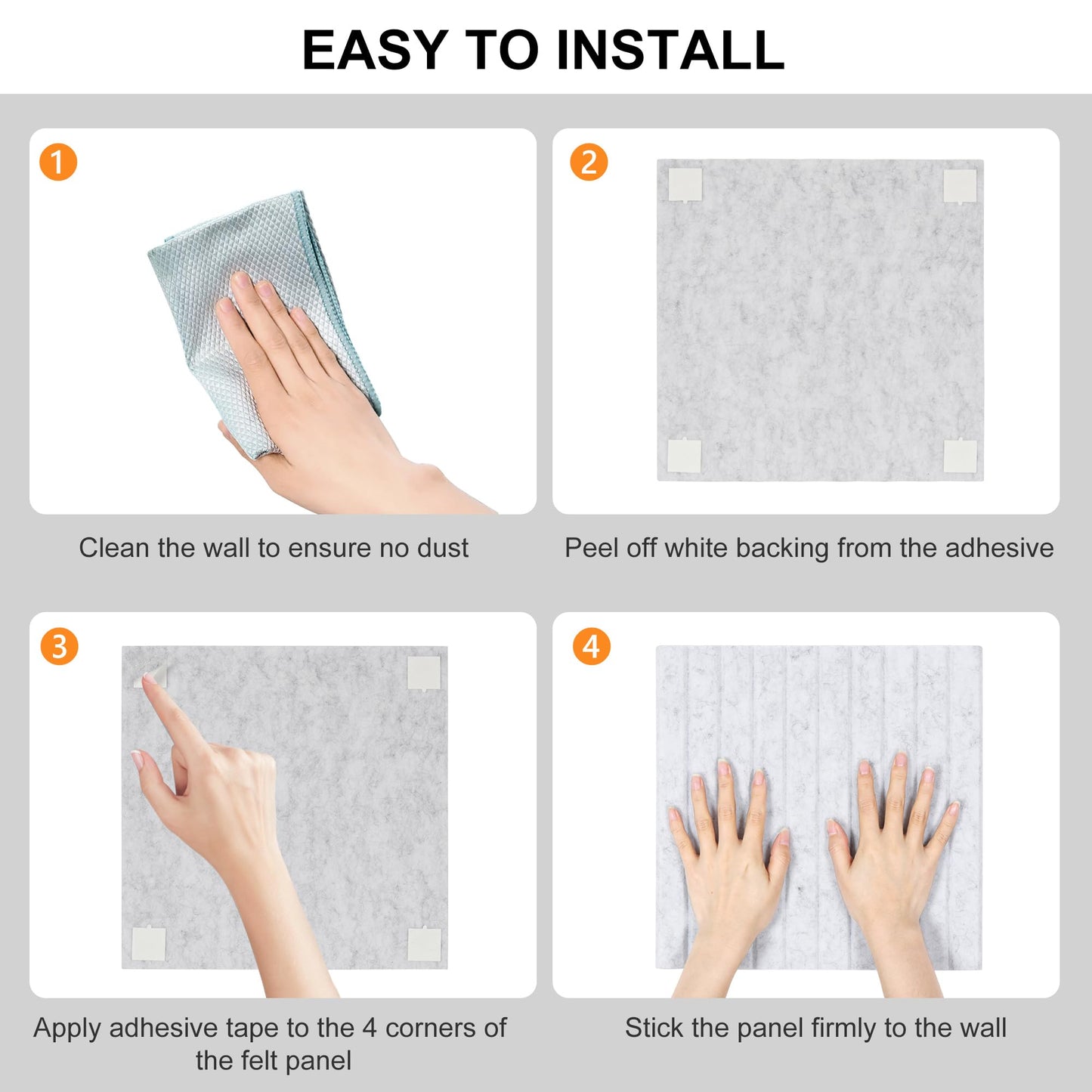 PAG-Mass Felt Bulletin Board Wall Tiles with Removable Adhesive,120×90cm Vision Board Kit for Wall Decorative,Notice Memos Pin Board for Home Office Kitchen,12 Pack-Light Grey - DeKove