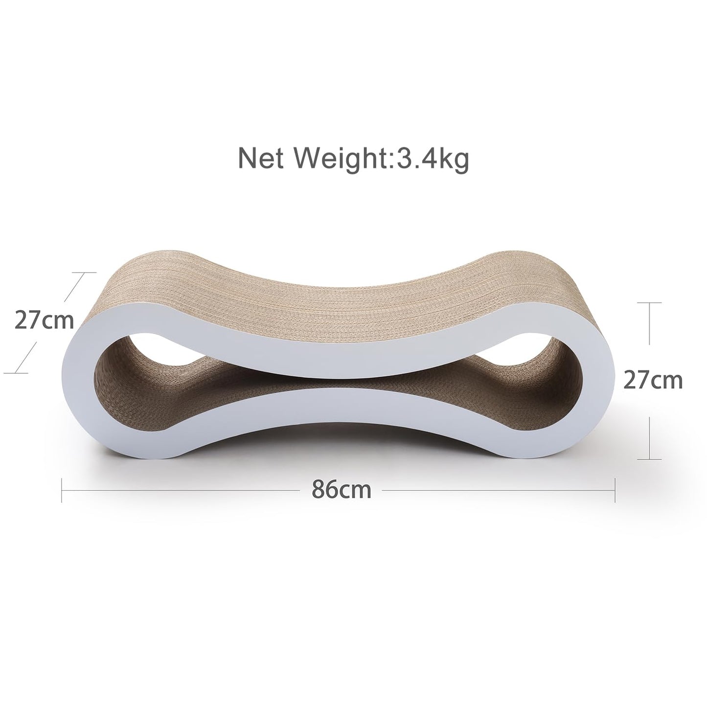 PetFocus® Ultimate Cat Scratcher Lounge, Superior Cardboard & Construction, Reversible Durable & Long Lasting Scratcher, significantly outlasts cheaper alternatives. (Cloud White) - DeKove