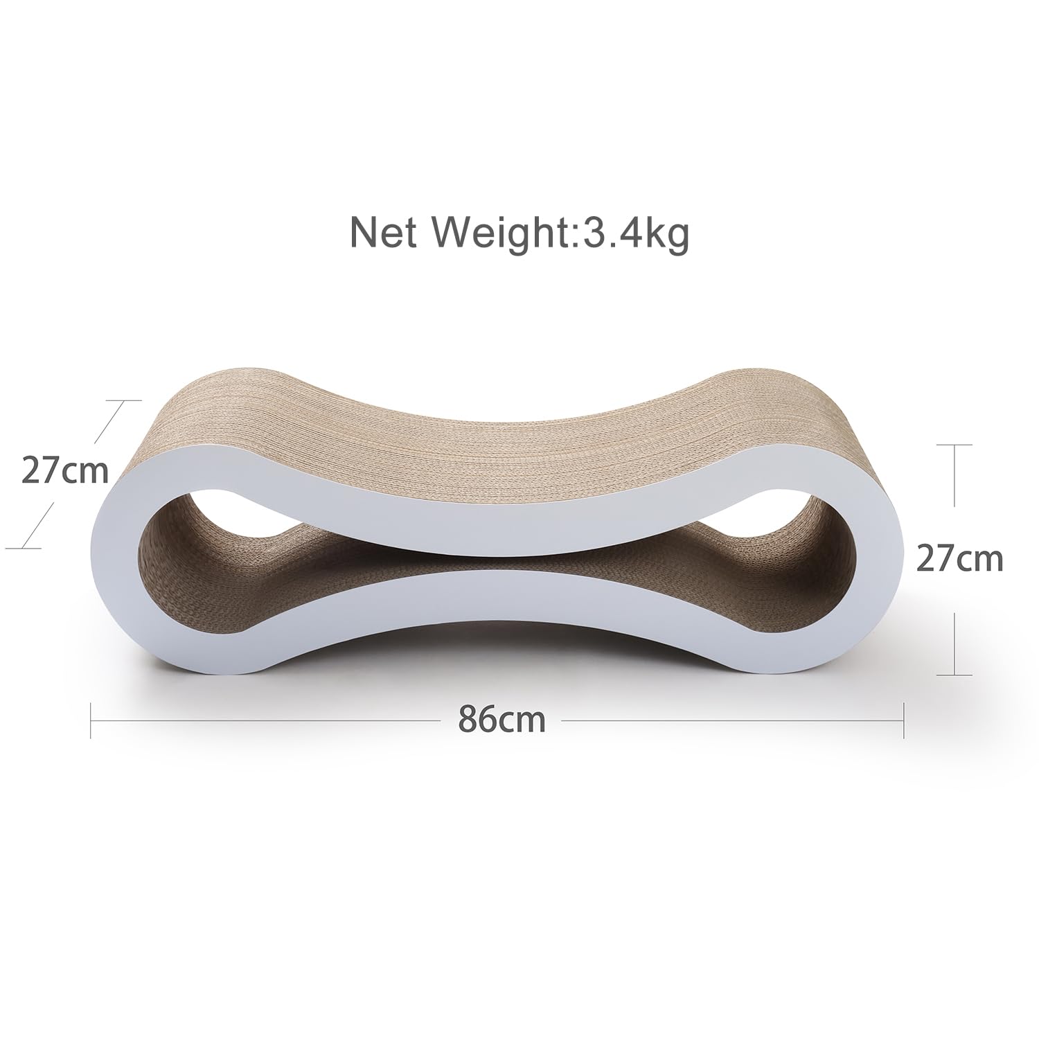 PetFocus® Ultimate Cat Scratcher Lounge, Superior Cardboard & Construction, Reversible Durable & Long Lasting Scratcher, significantly outlasts cheaper alternatives. (Cloud White) - DeKove