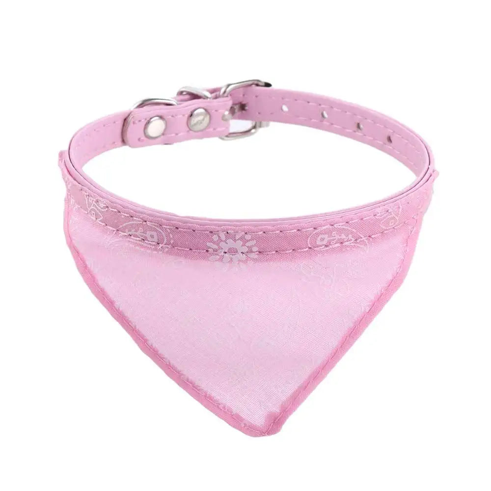 Pet Dog Neck Scarf Puppy Cat Dog Collar Bandana Collar Scarf with Leather Collar Accessories Adjustable Pet Puppy Cat Scarf - DeKove