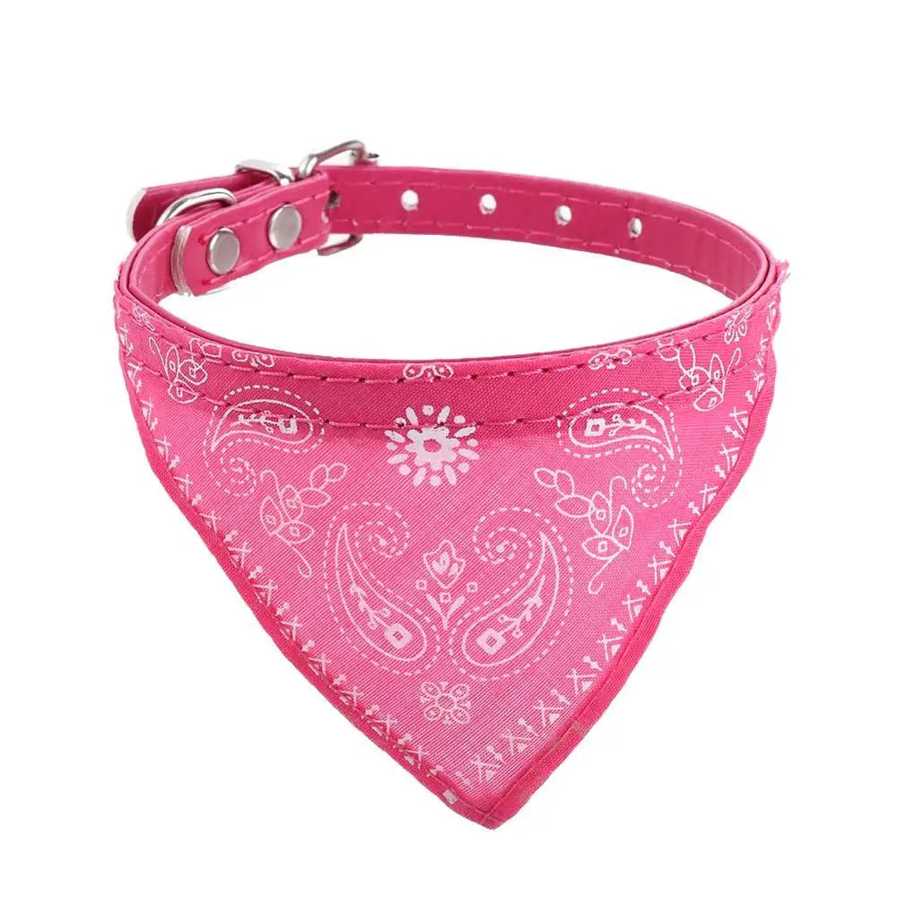 Pet Dog Neck Scarf Puppy Cat Dog Collar Bandana Collar Scarf with Leather Collar Accessories Adjustable Pet Puppy Cat Scarf - DeKove