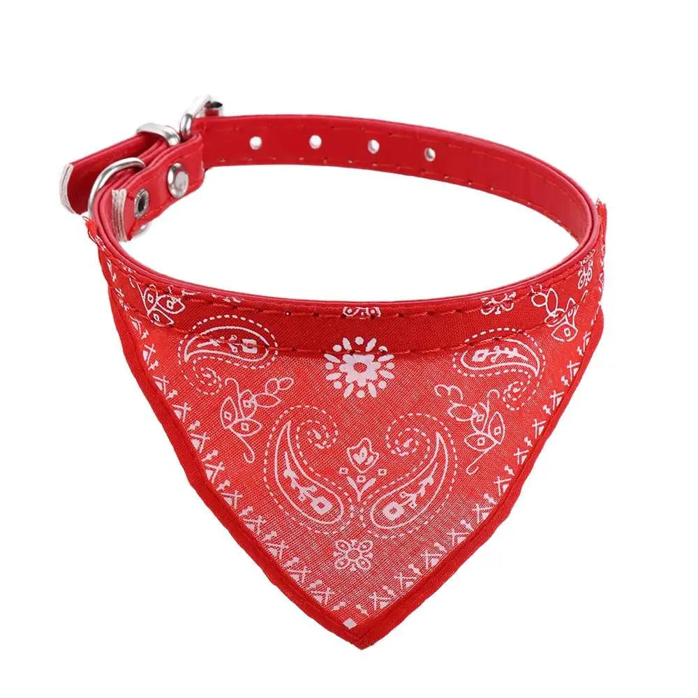 Pet Dog Neck Scarf Puppy Cat Dog Collar Bandana Collar Scarf with Leather Collar Accessories Adjustable Pet Puppy Cat Scarf - DeKove