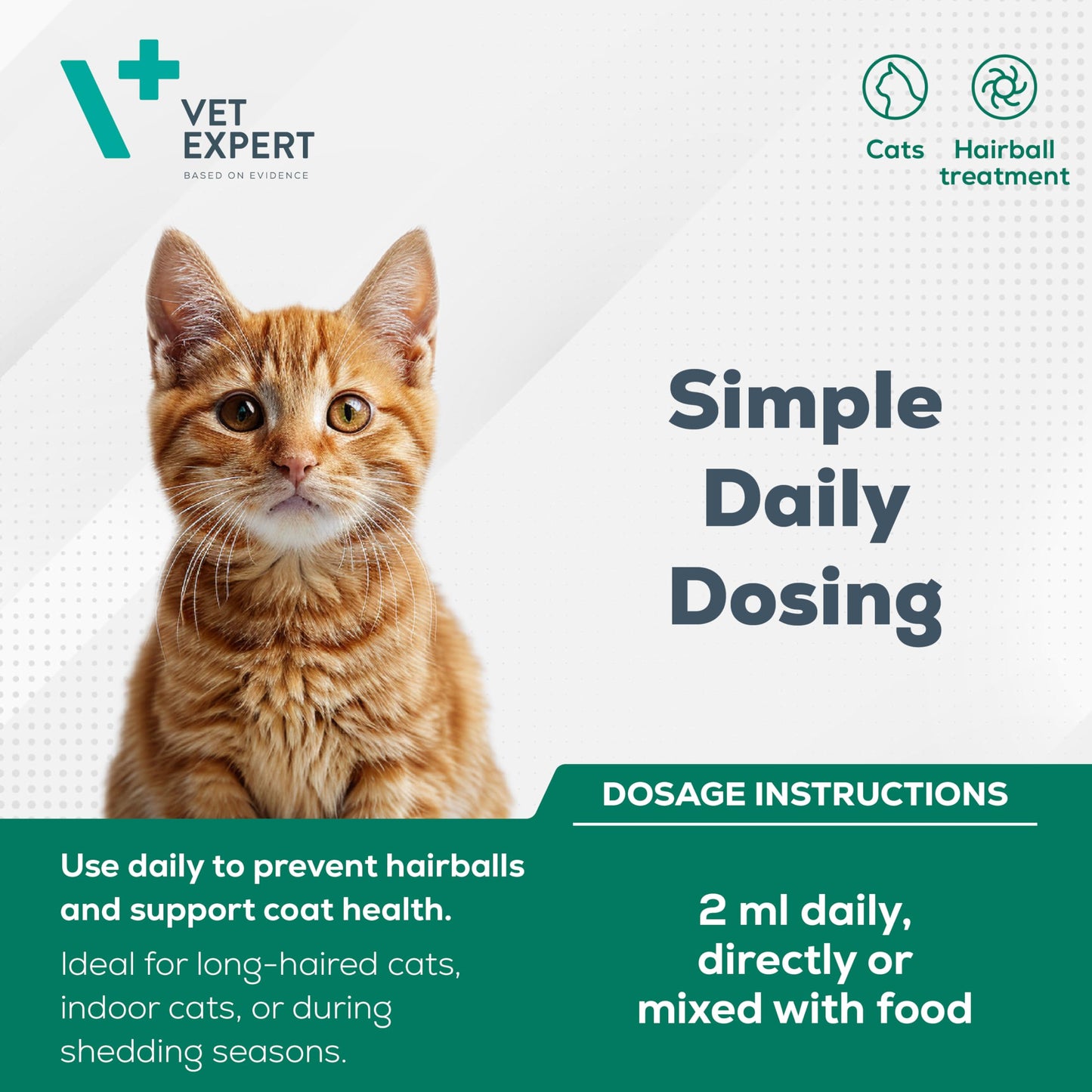 Vet Expert TrichoCat Hairball Treatment for Cats – Prevents and Removes Hairballs with Soy Oil, Yeasts, Taurine, and Vitamins E, B2, B3 – 50g Paste - DeKove
