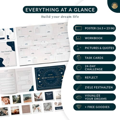 Vision Board Kit "Dear Future Self" - Create Your own Vision Board for Wall and Visualize The Life of Your Dreams - DeKove