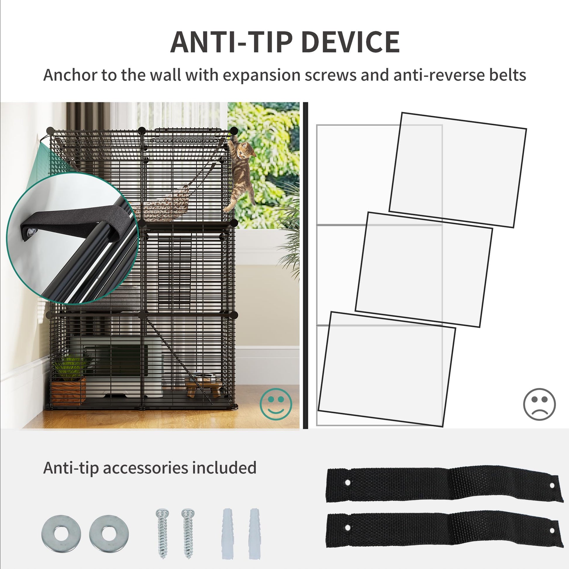 YITAHOME Cat Cage - 3-Tier DIY Playpen with Metal Wire and Extra Large Hammock for 1-2 Cats, Small Animals, Black - DeKove